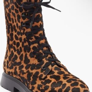 Stuart Weitzman Leopard Lace-Up Boots NWT